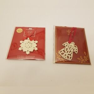 Lot 2 Lenox Charms  Snowflake Angel Hanging Ornaments